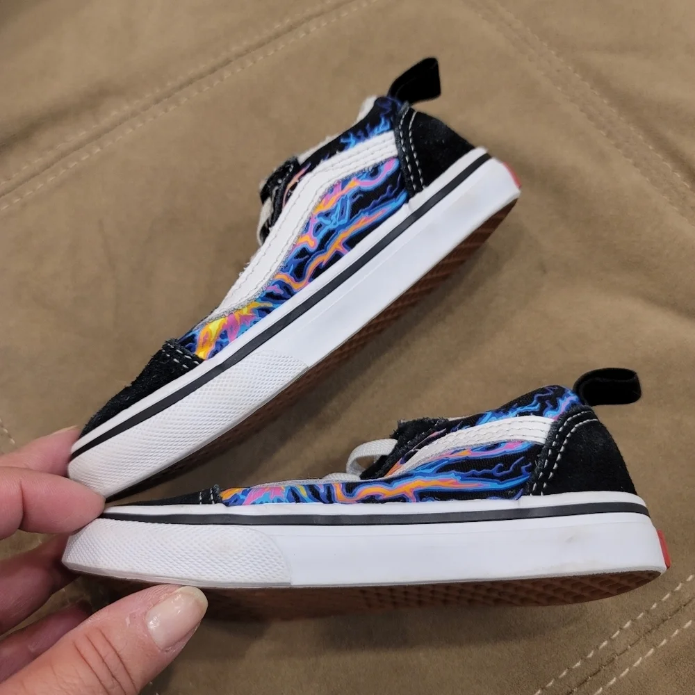 SZ 8T Vans Sk8 Low Top Electric Flame Glow in the Dark Unisex Slip-on Sneakers